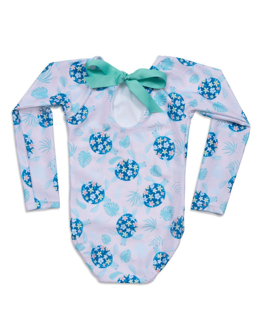 Turtley Cute Girl Long Sleeve One Piece with Bow