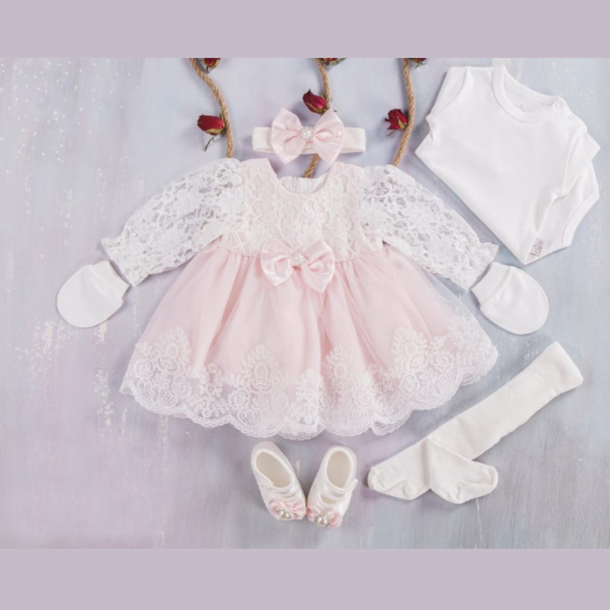 Princess Lace Baby Outfit Set – 6 Pieces