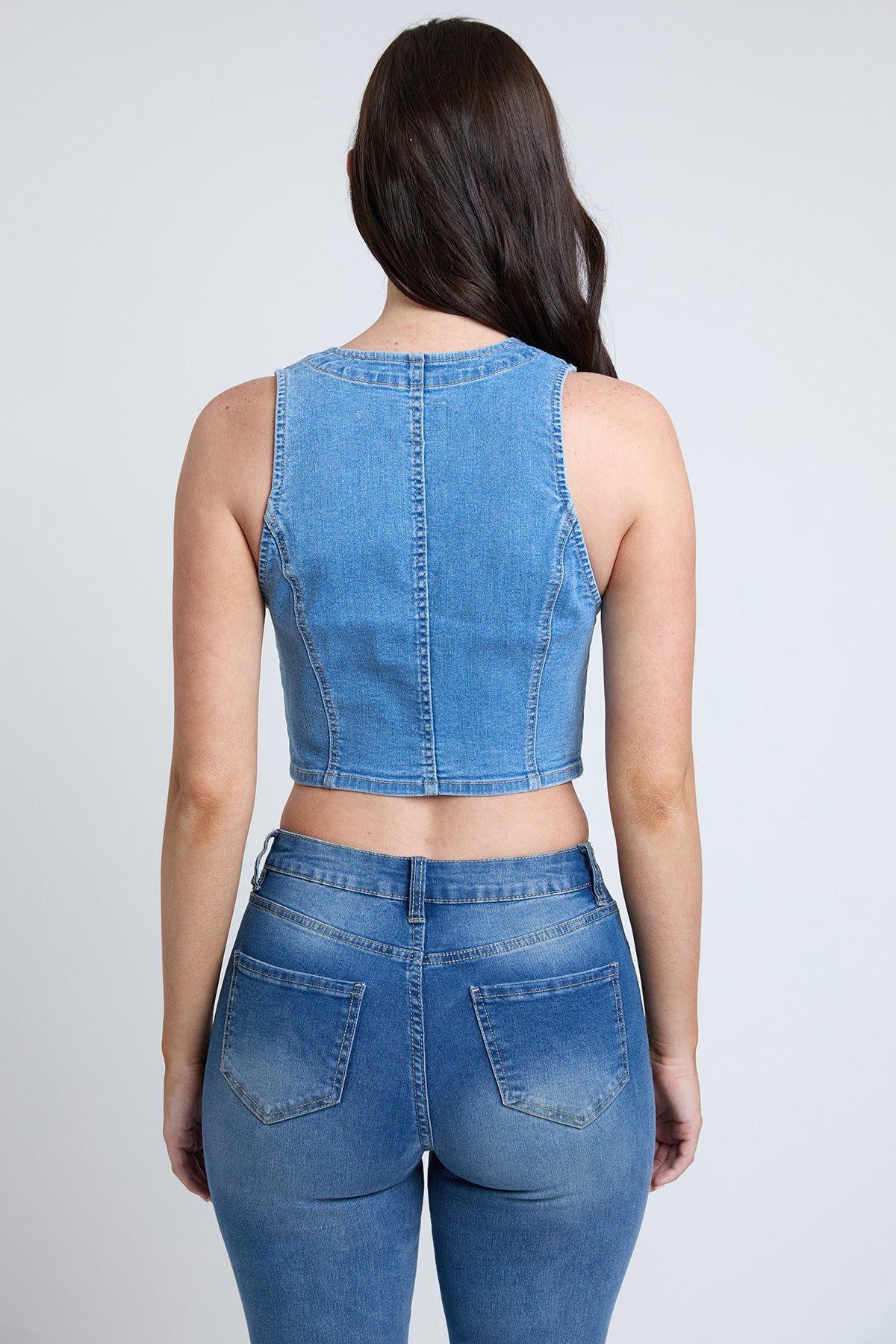 Women's Cropped Button Front Vest