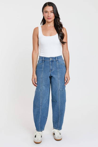 Women's High Rise Seamed Barrel Jeans