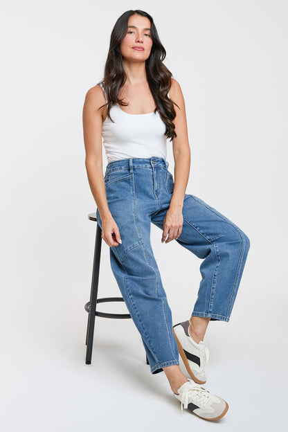 Women's High Rise Seamed Barrel Jeans
