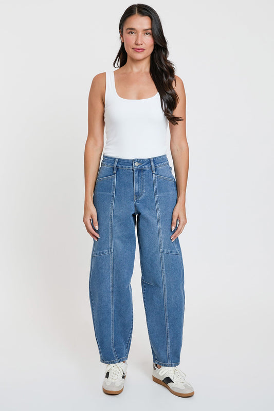 Women's High Rise Seamed Barrel Jeans