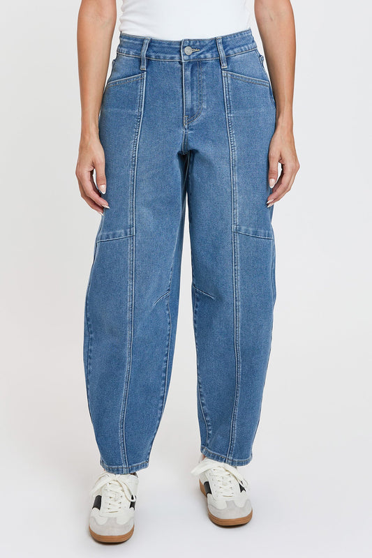 Women's High Rise Seamed Barrel Jeans