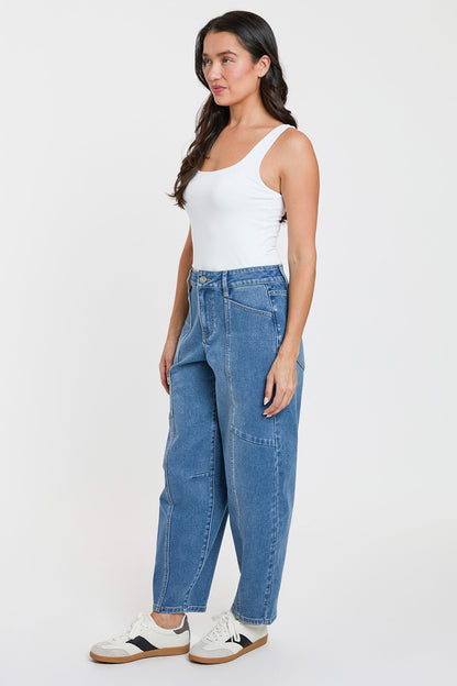 Women's High Rise Seamed Barrel Jeans