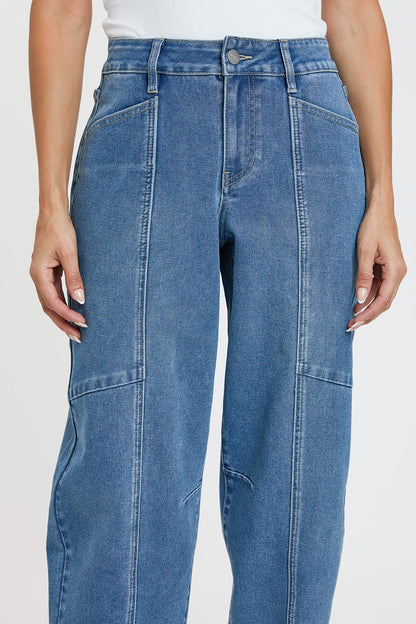 Women's High Rise Seamed Barrel Jeans