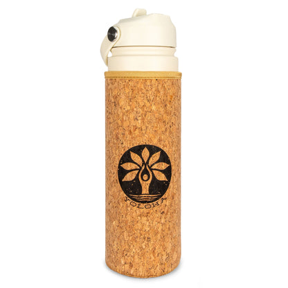 Cream Cork Sleeve Bottle with Flip Straw Lid | 25oz