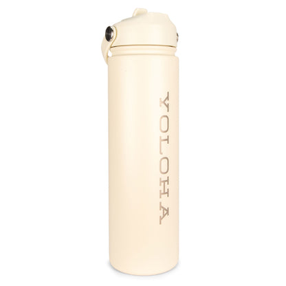 Cream Cork Sleeve Bottle with Flip Straw Lid | 25oz
