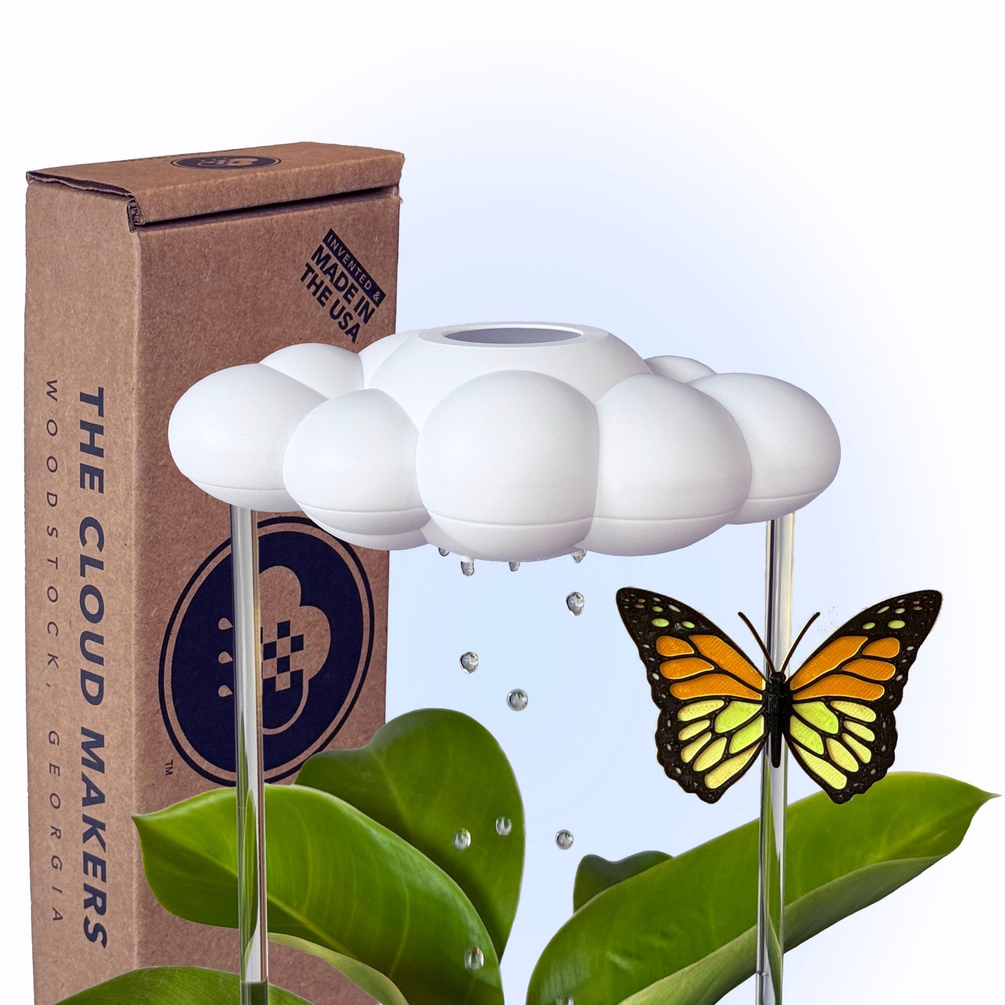 Original Dripping Rain Cloud with Orange Butterfly Charm