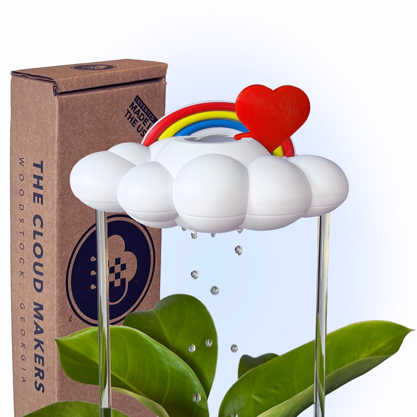 Original Dripping Rain Cloud with Red Heart and Rainbow Charms