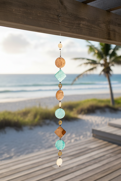 Capiz Cascade Suncatcher Hanging Decor (Sea Breeze)
