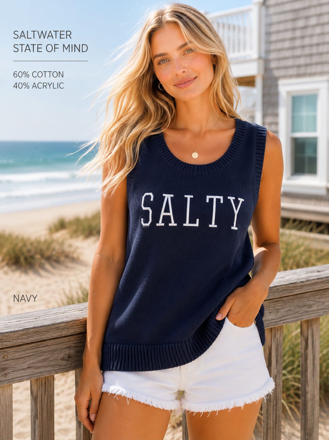 "COMING SOON" SALTY Coastal Knit Tank Sweater