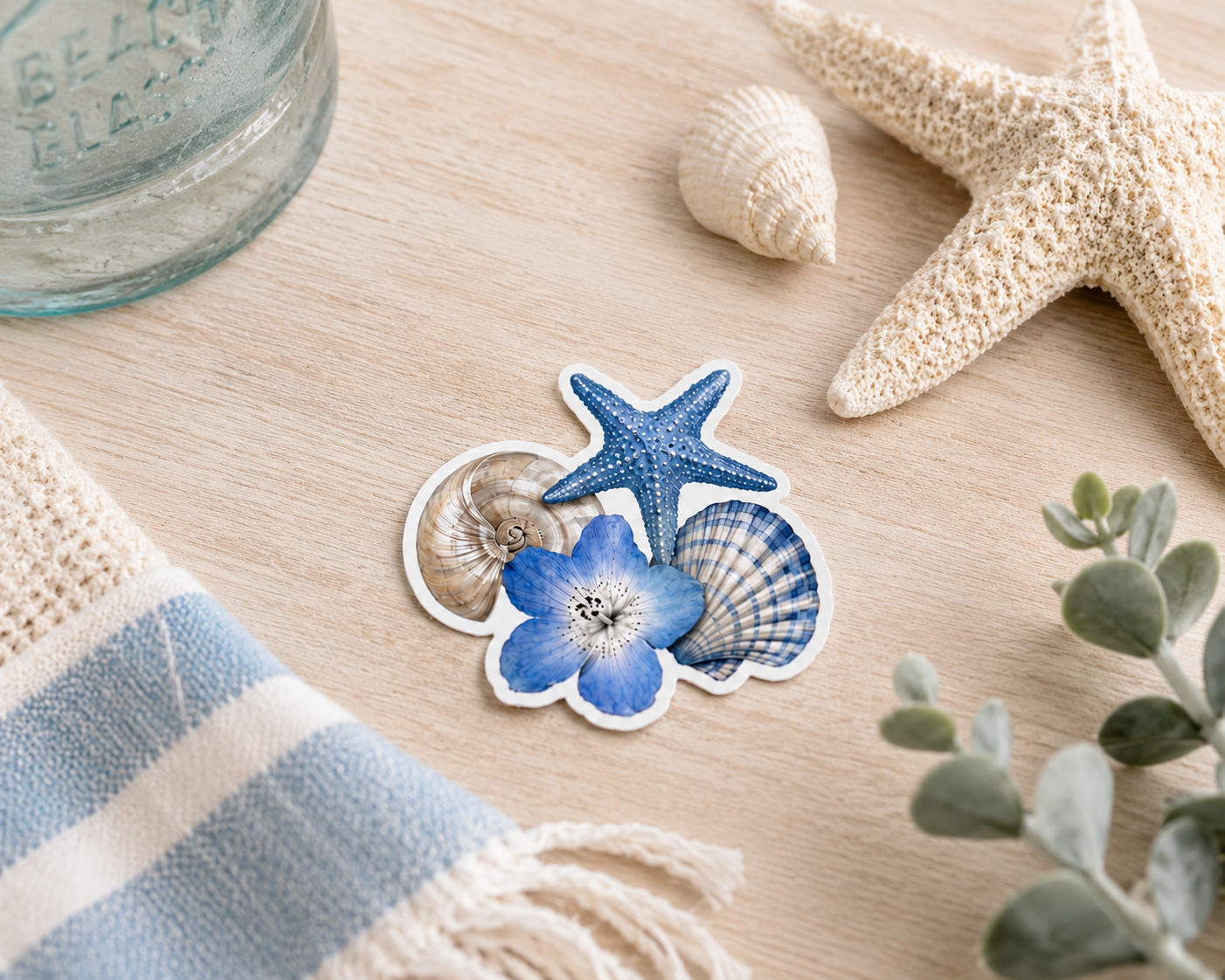 "COMING SOON" Coastal Seashell & Starfish Sticker | Beach Aesthetic Vinyl 