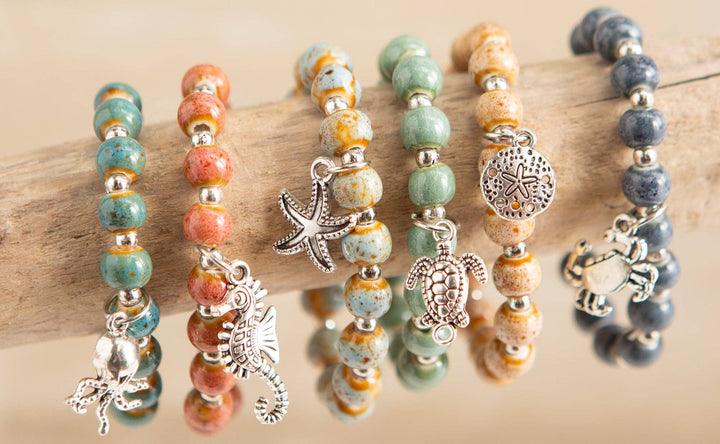 Coastal Clay Bead Charm Bracelet