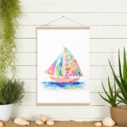 Horizon Hues Sailboat Poster with Hanger