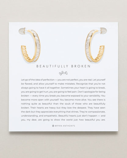 Beautifully Broken Baguette Midi Hoop Earrings