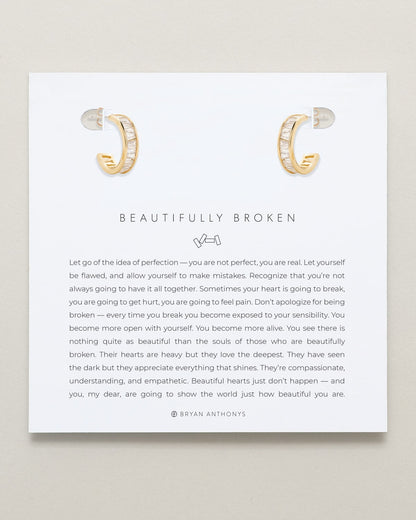 Beautifully Broken Baguette Mini Hoop Earrings