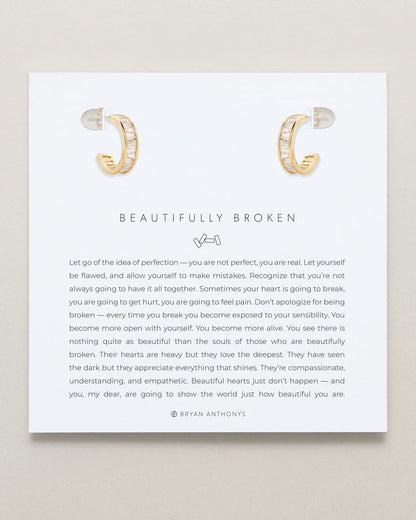 Beautifully Broken Baguette Mini Hoop Earrings