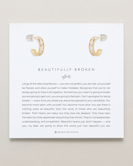 Beautifully Broken Baguette Mini Hoop Earrings