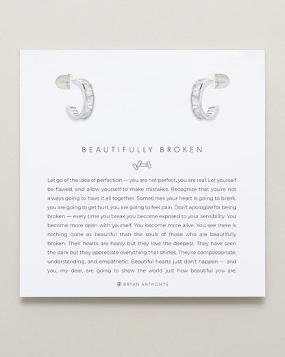 Beautifully Broken Baguette Mini Hoop Earrings