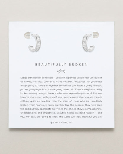 Beautifully Broken Baguette Mini Hoop Earrings