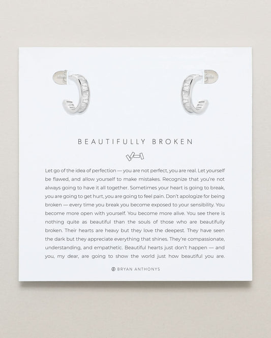 Beautifully Broken Baguette Mini Hoop Earrings