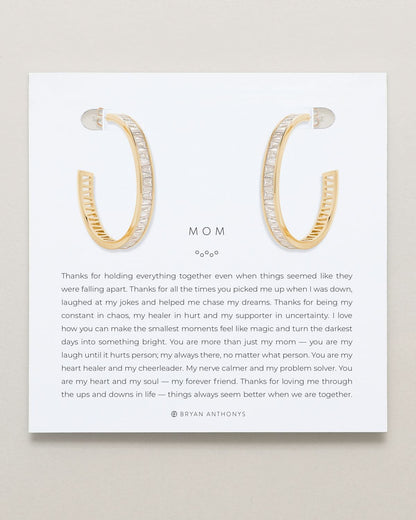 Mom Baguette Maxi Hoop Earrings