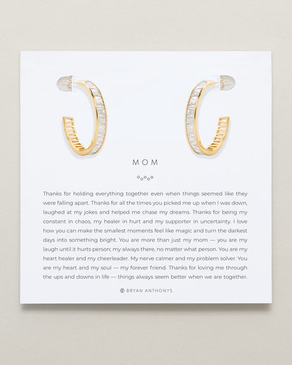 Mom Baguette Midi Hoop Earrings