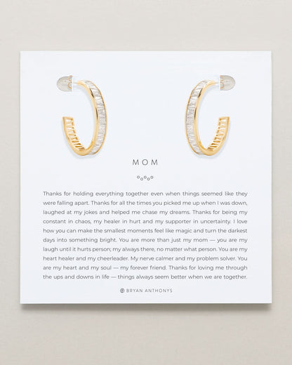 Mom Baguette Midi Hoop Earrings