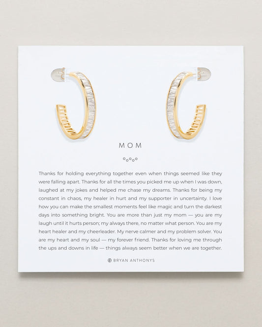 Mom Baguette Midi Hoop Earrings