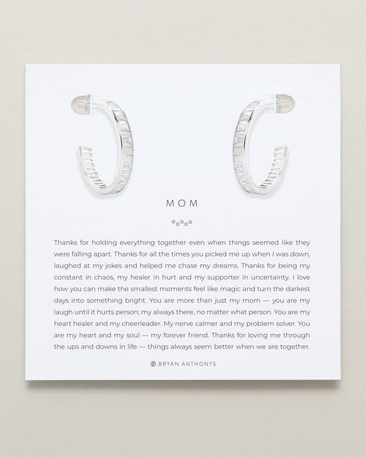 Mom Baguette Midi Hoop Earrings
