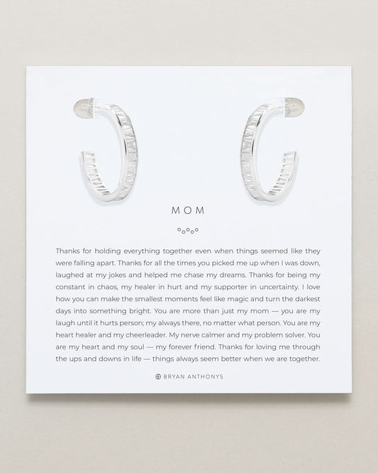 Mom Baguette Midi Hoop Earrings