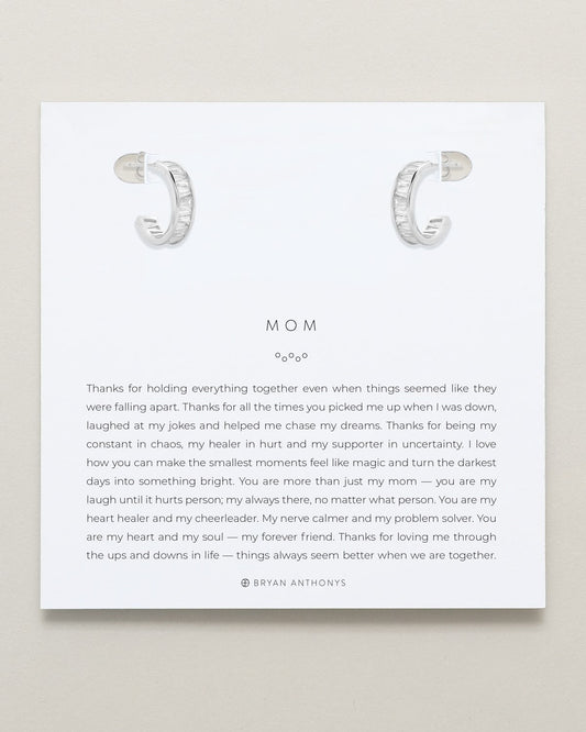 Mom Baguette Mini Hoop Earrings