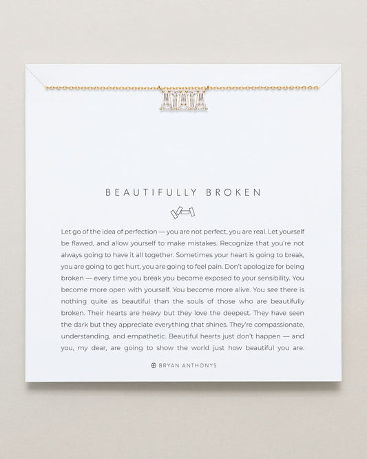 Beautifully Broken Baguette Dainty Necklace