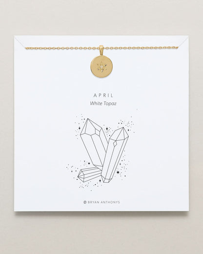 Birthstone Pendant Necklace — White Topaz