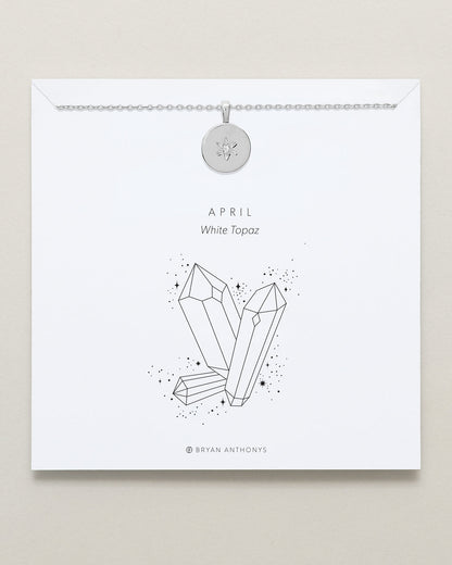 Birthstone Pendant Necklace — White Topaz