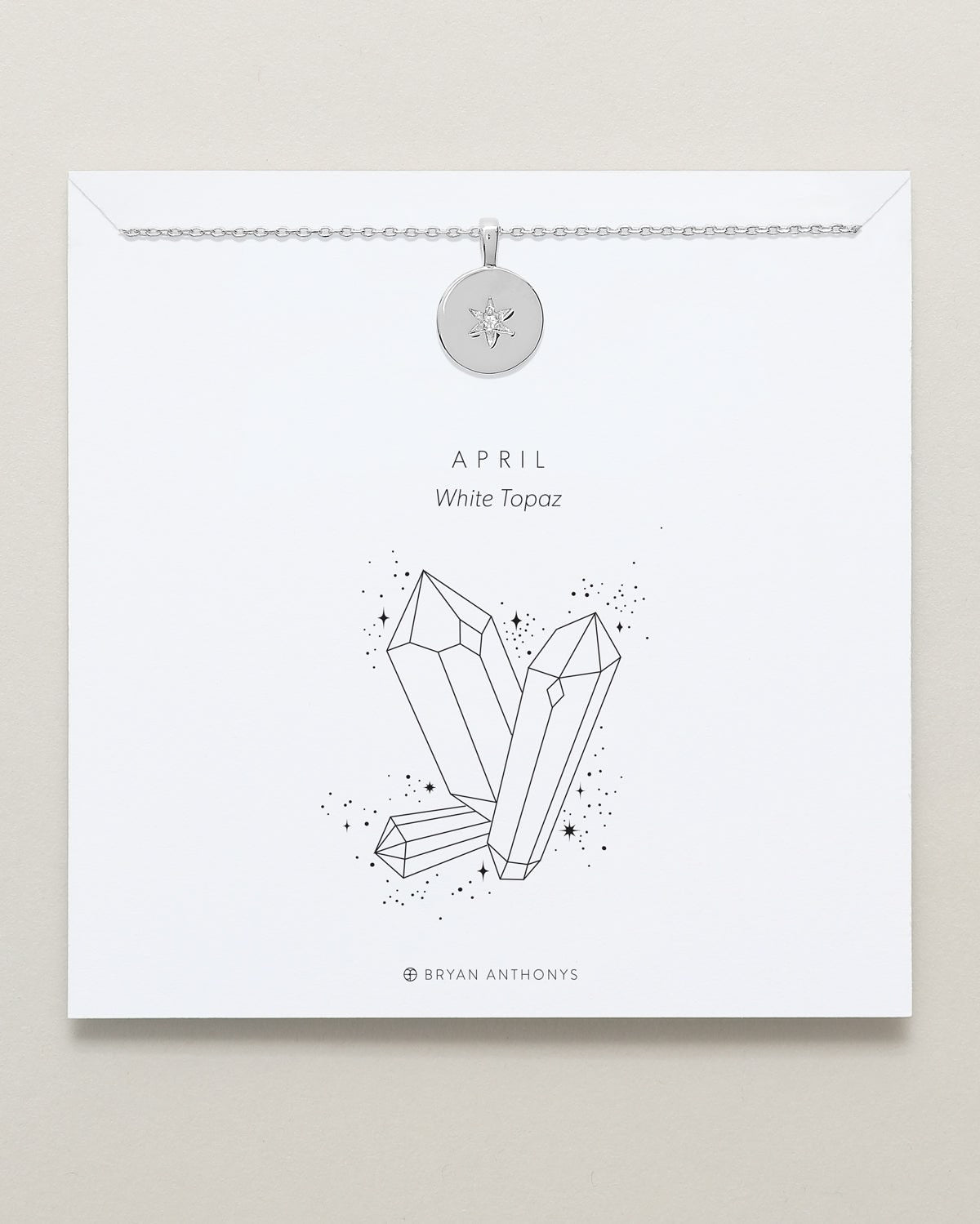 Birthstone Pendant Necklace — White Topaz