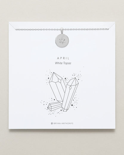 Birthstone Pendant Necklace — White Topaz