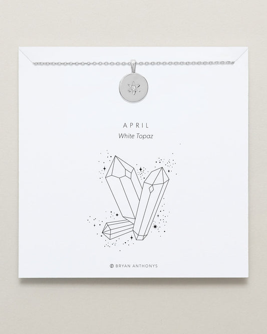 Birthstone Pendant Necklace — White Topaz