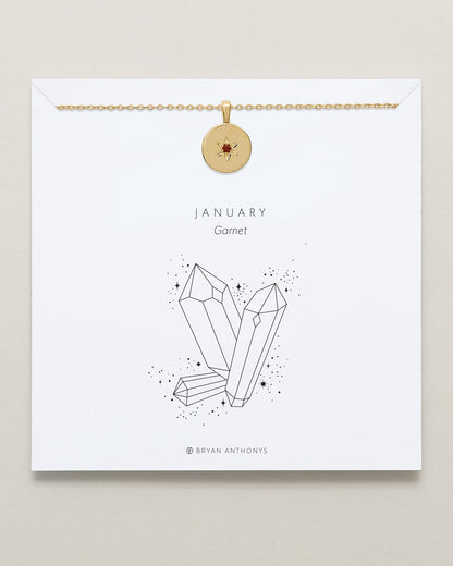 Birthstone Pendant Necklace —  Garnet
