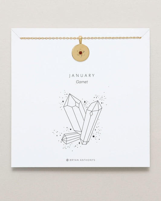 Birthstone Pendant Necklace —  Garnet