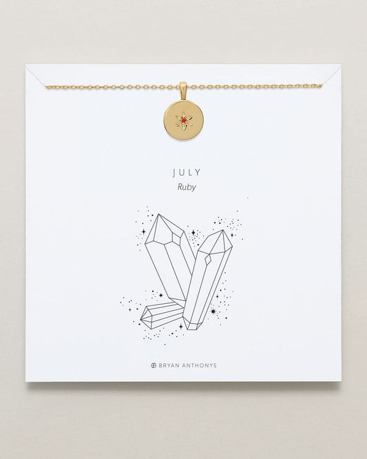 Birthstone Pendant Necklace — Ruby