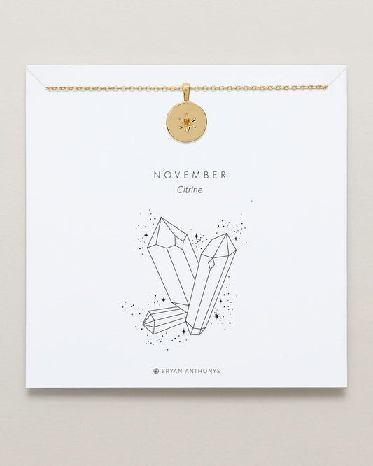 Birthstone Pendant Necklace — Citrine