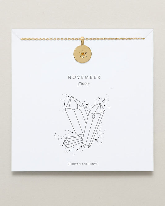 Birthstone Pendant Necklace — Citrine