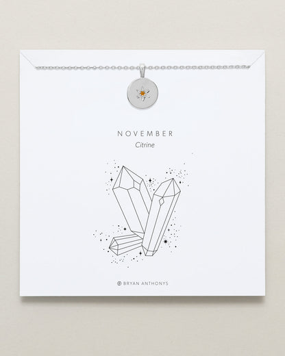 Birthstone Pendant Necklace — Citrine