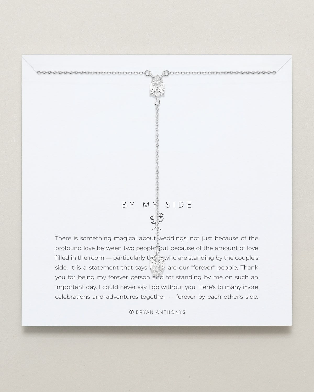 By My Side Pear Cut Lariat Necklace