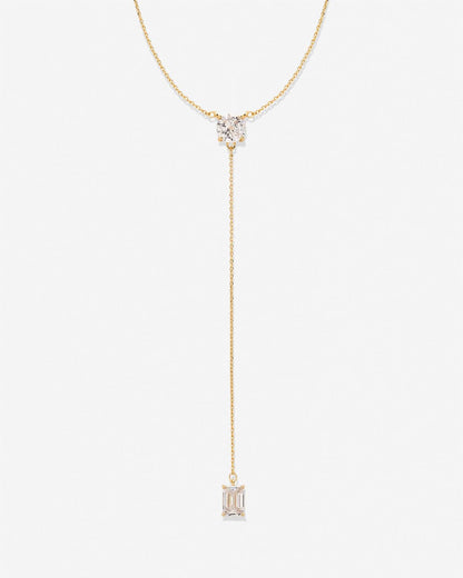 Beautifully Broken Emerald Cut Lariat Necklace