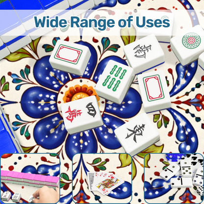 Polish Pottery Blue Porcelain Round Mahjong Mat