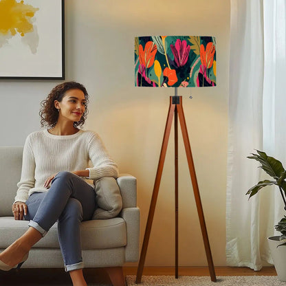 Grand Bohemian Modern Tripod Floor Lamp Orange, Teal, Yellow Fuchsia
