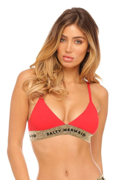 Banded Triangle Bikini Top | Cherry Bomb / Rose Gold