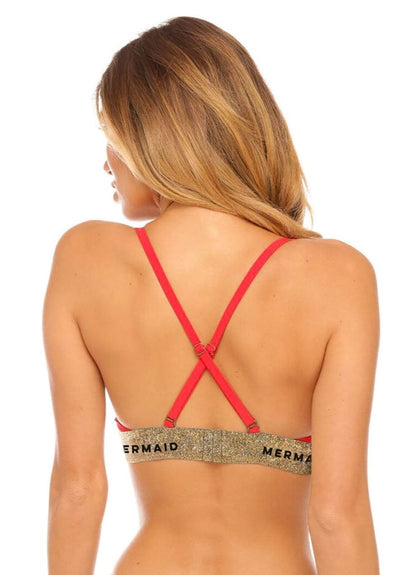 Banded Triangle Bikini Top | Cherry Bomb / Rose Gold